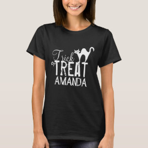 Black Cat Typography Trick or Treat Halloween T-Shirt