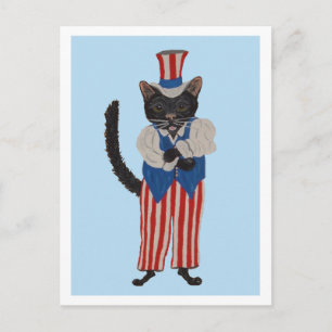 Black Cat Uncle Sam Announcement Postcard
