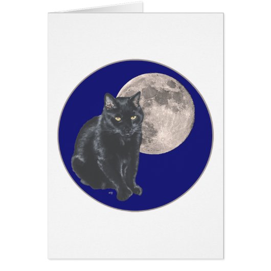 Black Cat Under Full Moon Cards (Front)