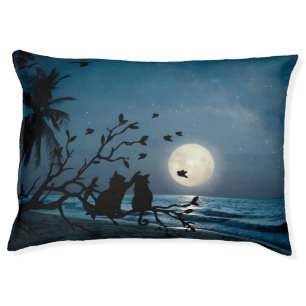 Black Cat Under Moon Pet Bed