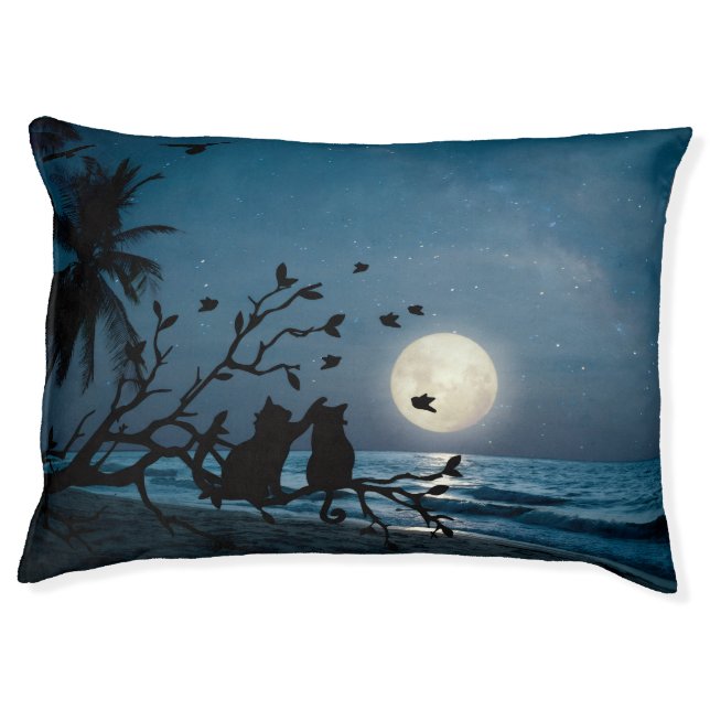 Black Cat Under Moon Pet Bed (Front)