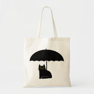 Black Cat under Umbrella Tote Bag