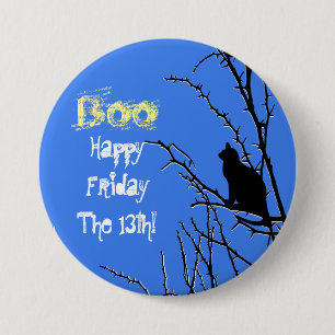 Black Cat Up A Tree Pinback Button