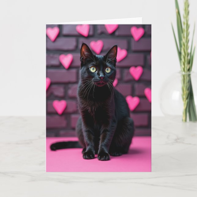 Black Cat Valentine Love Card (Front)