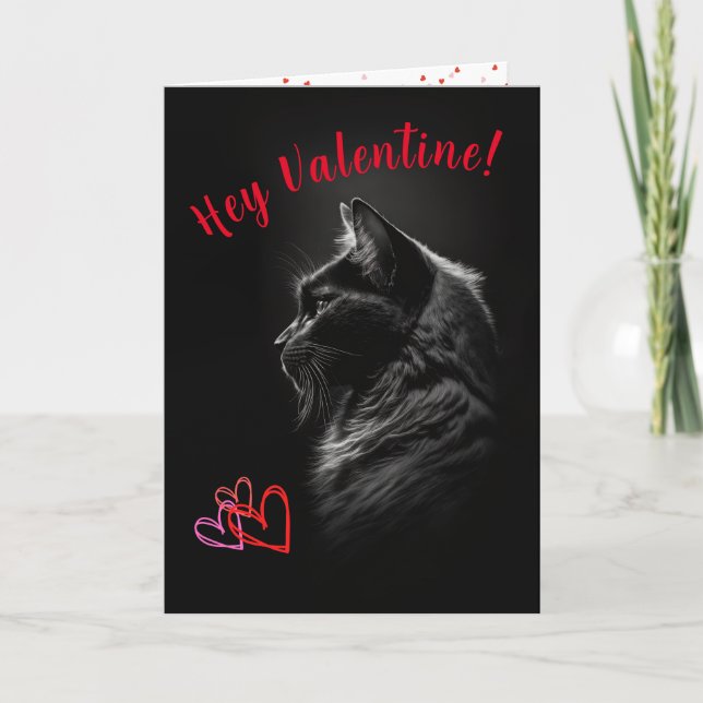 Black Cat Valentine's Day Card for Any Pet Parent (Front)