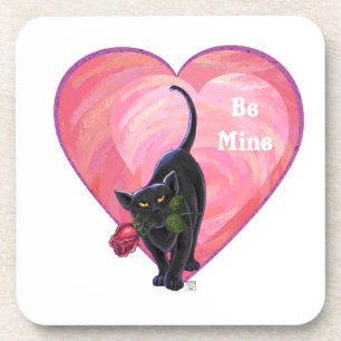 Black Cat Valentine's Day Coaster