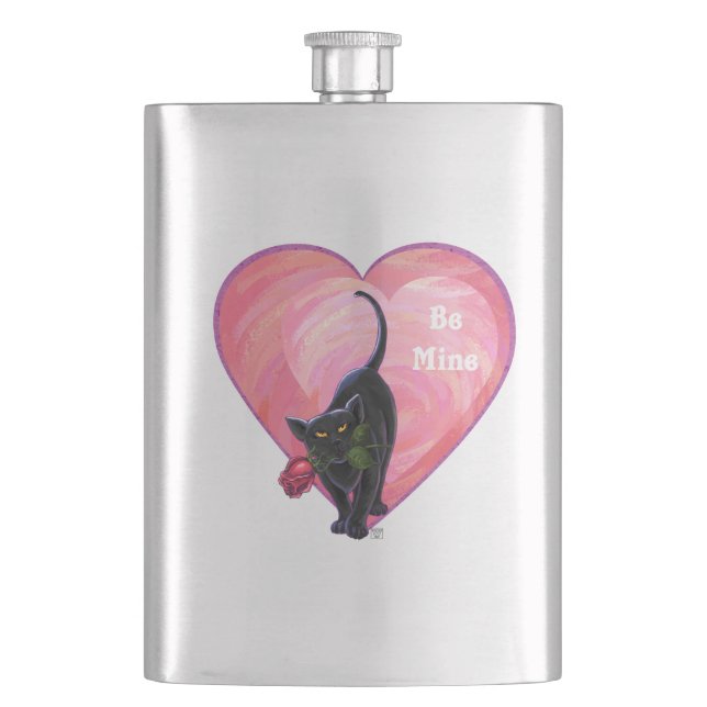 Black Cat Valentine's Day Flask (Front)