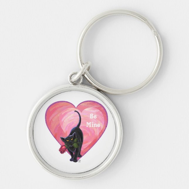 Black Cat Valentine's Day Keychain (Front)