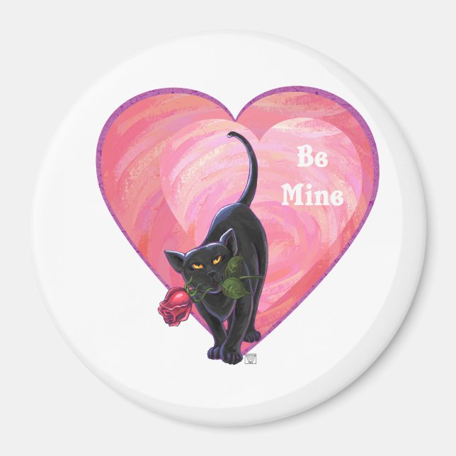 Black Cat Valentine's Day Magnet (Front)