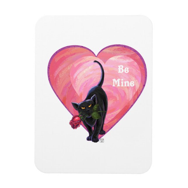 Black Cat Valentine's Day Magnet (Vertical)