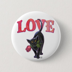 Black Cat Valentine's Day Pinback Button