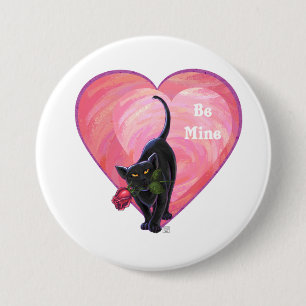 Black Cat Valentine's Day Pinback Button