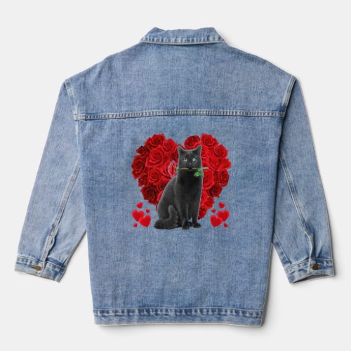 Black Cat Valentines Day Shirt Boys Girls Kids Tee Denim Jacket