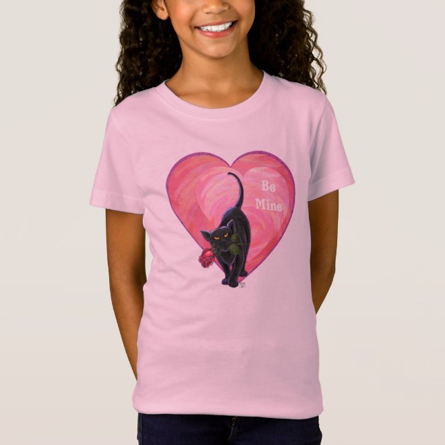 Black Cat Valentine's Day T-Shirt (Front)