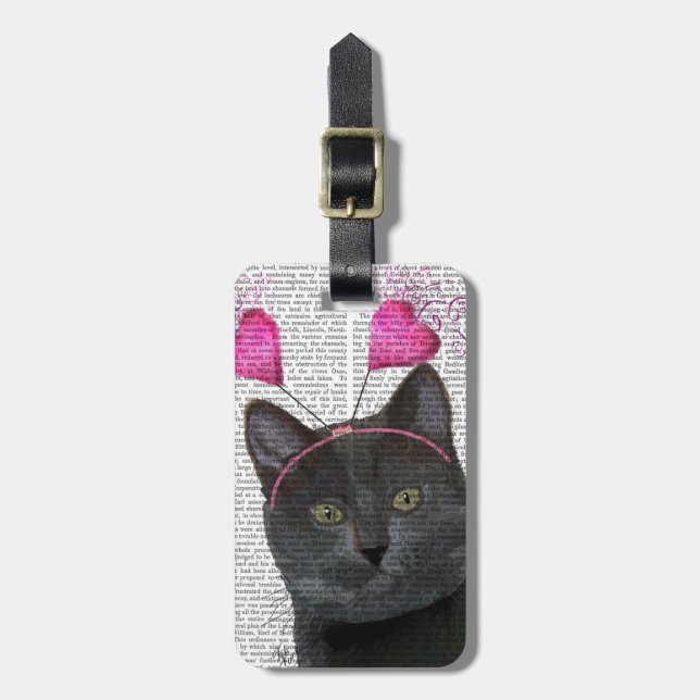 Black Cat Valentines Luggage Tag (Front Vertical)