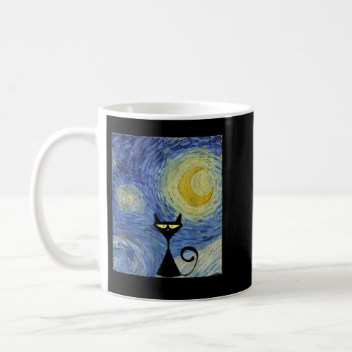 Black Cat Van Gogh Starry Night Museum Lover Aweso Coffee Mug
