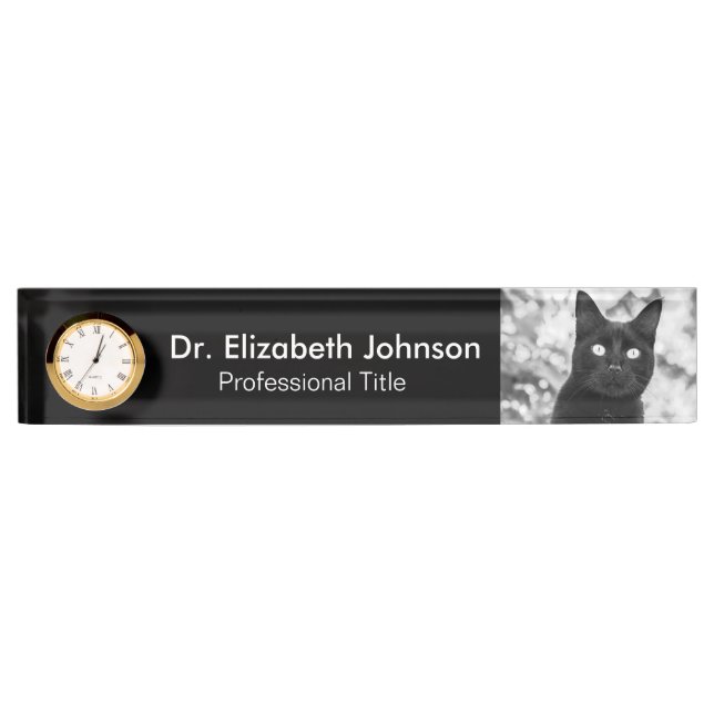 Black Cat Veterinarian Name Plate (Front)
