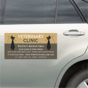 Black Cat, Veterinarian, Veterinary Service Car Magnet