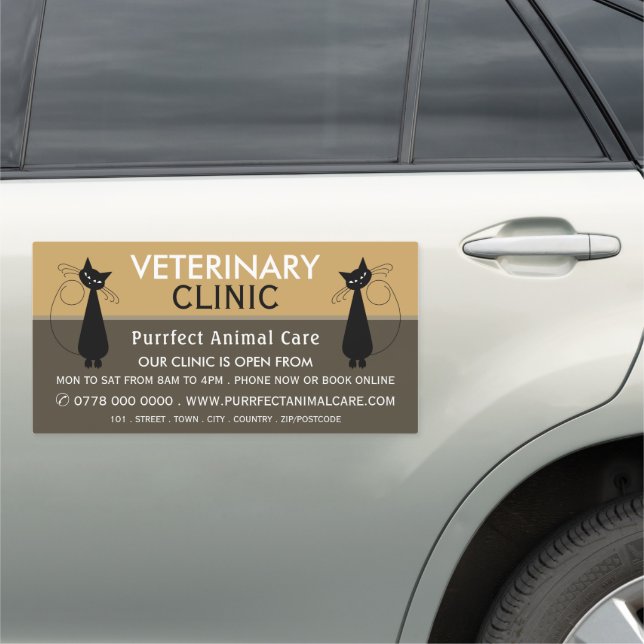 Black Cat, Veterinarian, Veterinary Service Car Magnet (In Situ)
