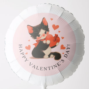 Black Cat Vintage Cat Valentine’s Day Balloon