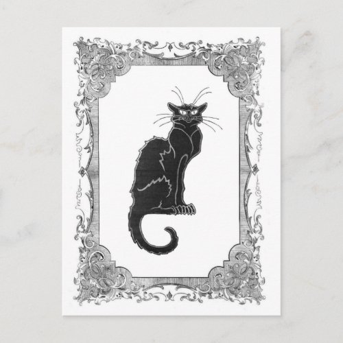 Black Cat Vintage Frame Halloween Postcard