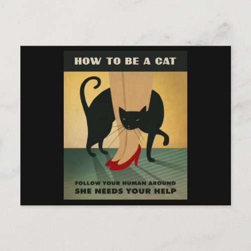 Black Cat Vintage Funny Cats Advice Cat World Postcard