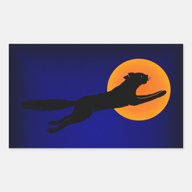 Black Cat Vintage Halloween Art Rectangular Sticker (Front)