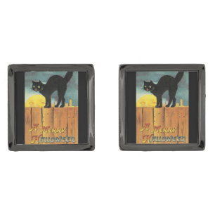 Black Cat Vintage Halloween Cufflinks