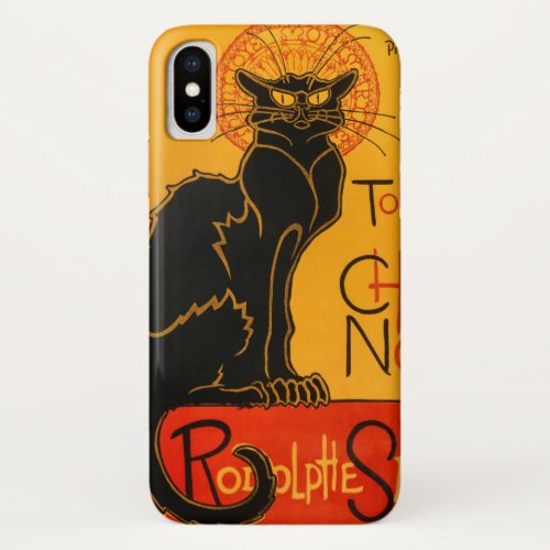 Black Cat Vintage Halloween Steinlen Poster iPhone X Case