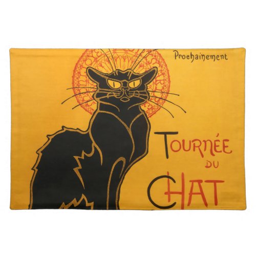 Black Cat Vintage Halloween Steinlen Poster Cloth Placemat