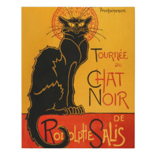 Black Cat Vintage Halloween Steinlen Poster Faux Canvas Print