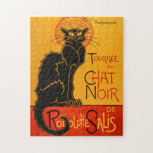 Black Cat Vintage Halloween Steinlen Poster Jigsaw Puzzle