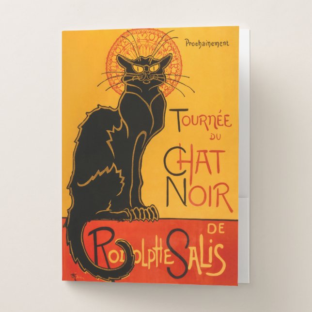 Black Cat Vintage Halloween Steinlen Poster Pocket Folder (Front)