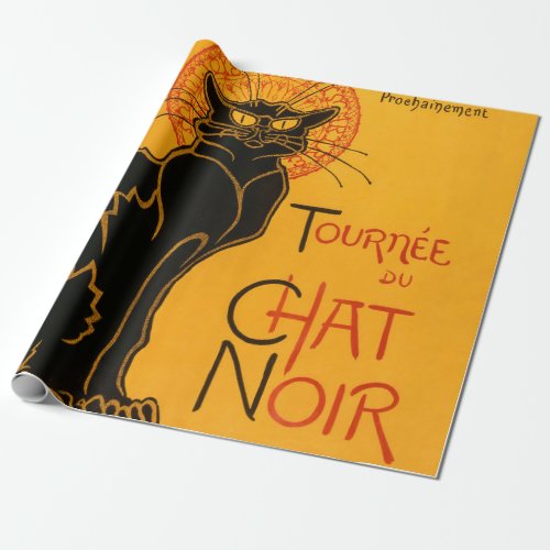 Black Cat Vintage Halloween Steinlen Poster Wrapping Paper