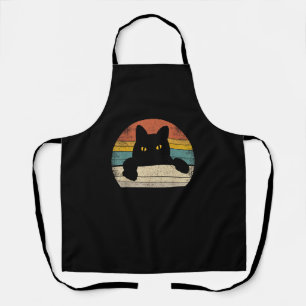 Black Cat Vintage Retro Style - Cats Lover Gift Apron