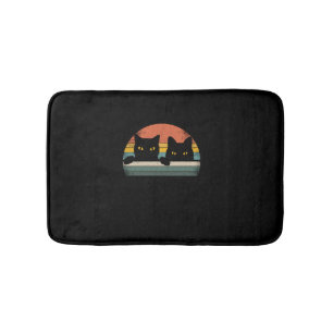 Black Cat Vintage Retro Style - Cats Lover Gift  Bath Mat