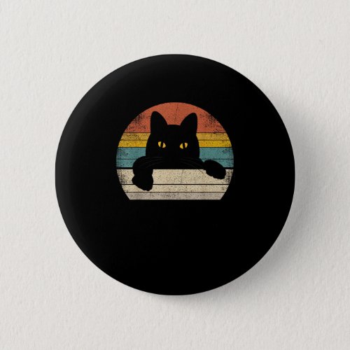 Black Cat Vintage Retro Style _ Cats Lover Gift Button