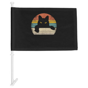 Black Cat Vintage Retro Style - Cats Lover Gift Car Flag
