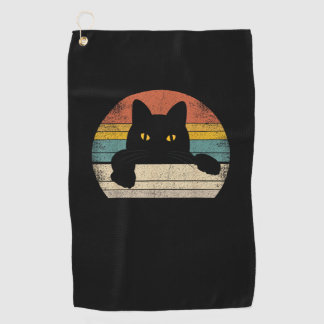 Black Cat Vintage Retro Style - Cats Lover Gift Golf Towel