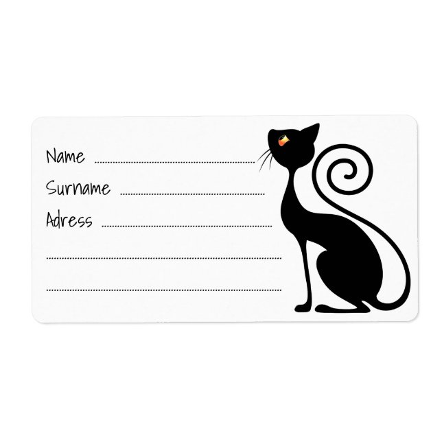 Black Cat Vintage Style Design Label (Front)