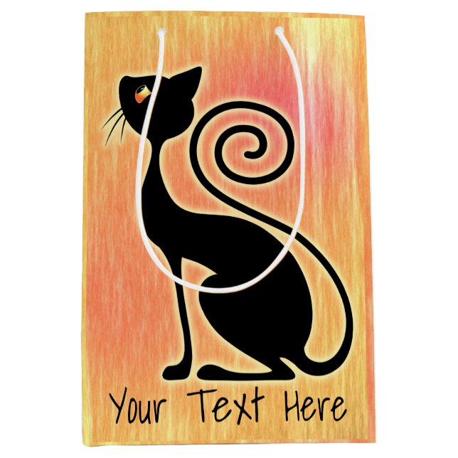 Black Cat Vintage Style Design Medium Gift Bag (Front)