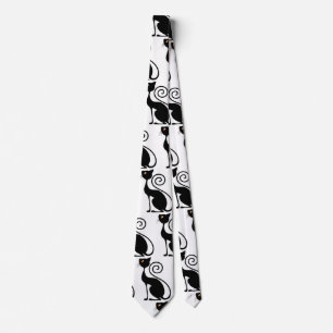 Black Cat Vintage Style Design Neck Tie