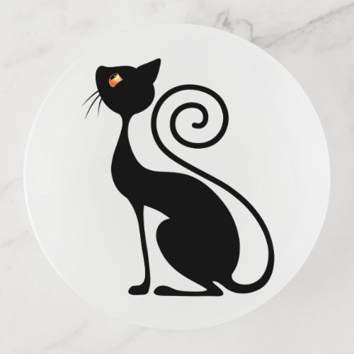 Black Cat Vintage Style Design Trinket Tray