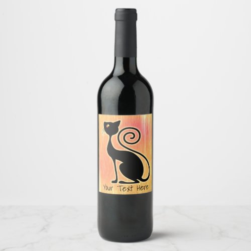 Black Cat Vintage Style Design Wine Label