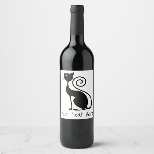 Black Cat Vintage Style Design Wine Label