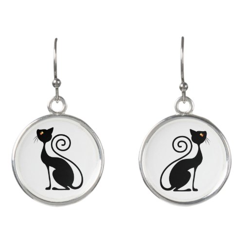 Black Cat Vintage Style  Earrings