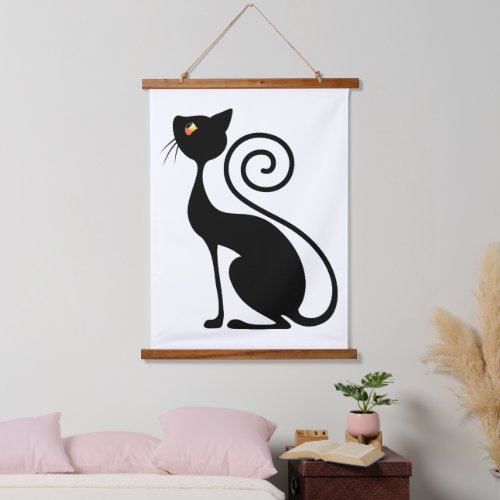 Black Cat Vintage Style  Hanging Tapestry