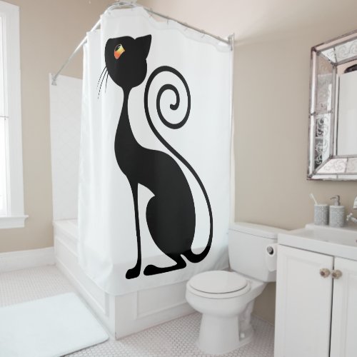 Black Cat Vintage Style  Shower Curtain