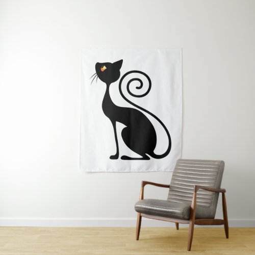 Black Cat Vintage Style  Tapestry