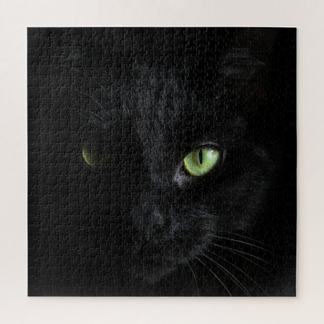 Black Cat w/ Green Eyes Jigsaw Puzzle (Vertical)